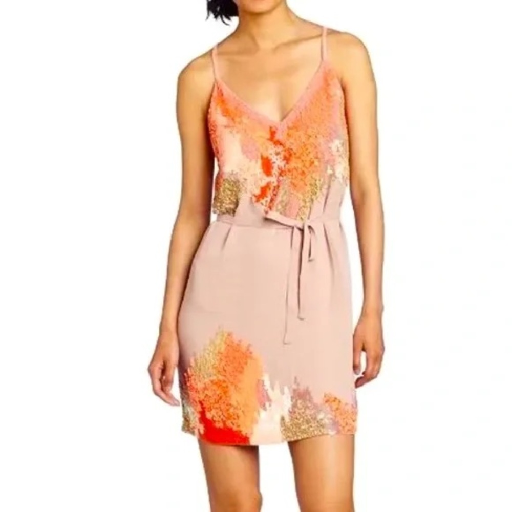 French Connection Electric Circus Coral Sequin Dress Size 6